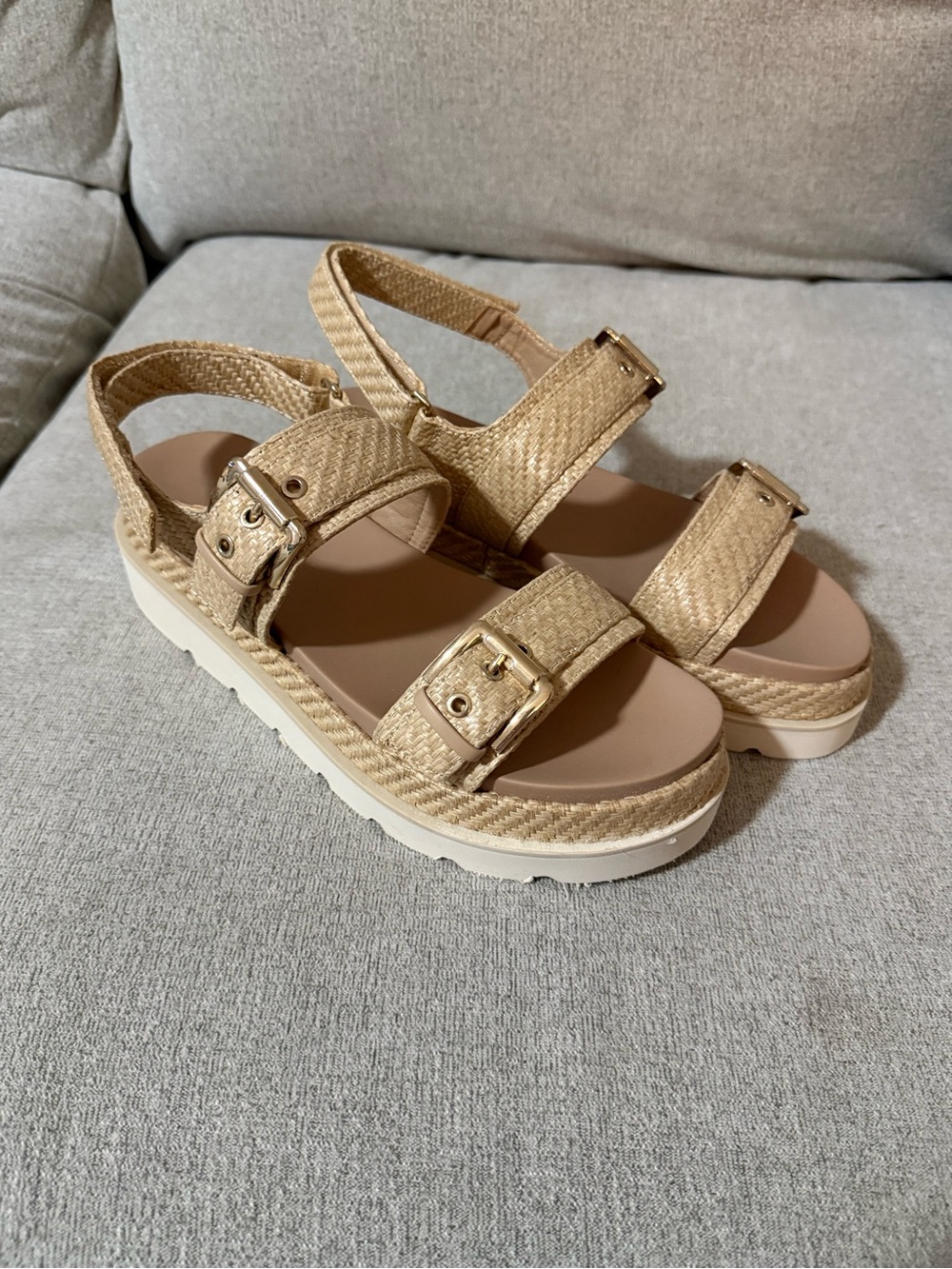 Madden Girl Natural Raffia Platform Sandals